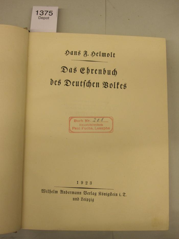  Das Ehrenbuch des Deutschen Volkes (1923)