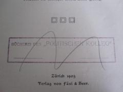 G46 / 2009 (Politisches Kolleg. Bücherei), Stempel: Name, Berufsangabe/Titel/Branche; 'Bücherei des "Politischen Kolleg"'.  (Prototyp)
