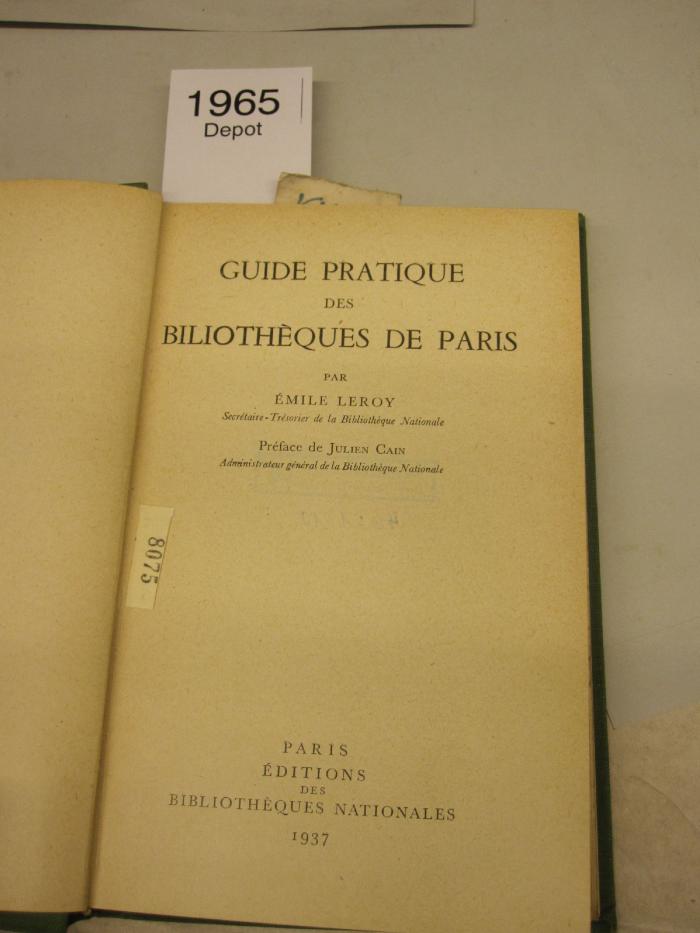  Guide Pratique des Bibliothèces de Paris (1937)
