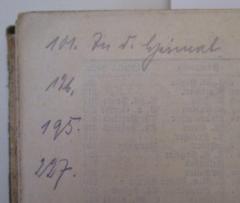 - (Büchler, Hans), Von Hand: Annotation; '101 Zu d. Heimat, 126, 195, 227'. 