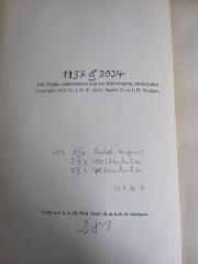 - (Franz-Mehring-Bibliothek), Von Hand: Annotation, Signatur; 'ZKS D II 4 Bebel, August D IV 3 SPD/Geschichte D V 3 SPD/Geschichte'. 