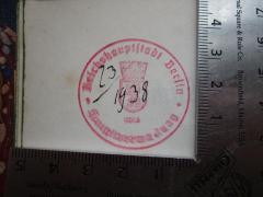 - (Berlin), Stempel: Name, Ortsangabe, Wappen, Berufsangabe/Titel/Branche; 'Reichshauptstadt Berlin Hauptverwaltung'.  (Prototyp)
