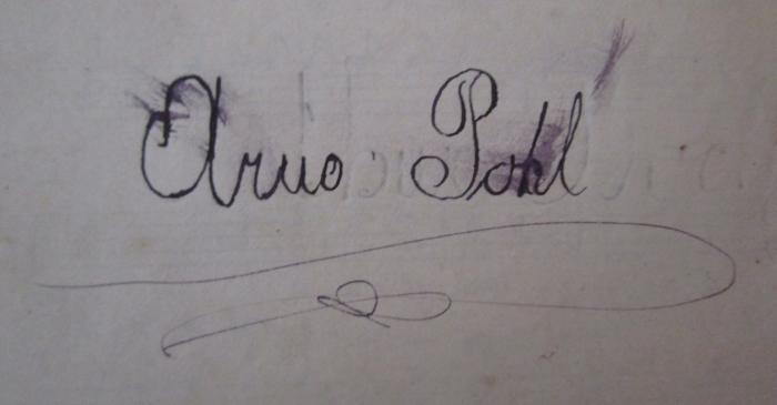- (Pohl, Arno), Von Hand: Autogramm, Name; 'Arno Pohl'. ; Sammlung von Volksgesängen für den Männerchor (1868)