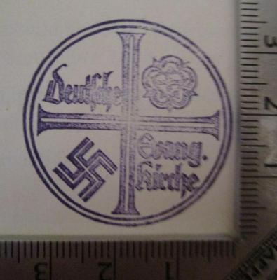 Gesetzblatt der Deutschen Evangelischen Kirche : Jahrgang 1933 (1933);- (Deutsche Evangelische Kirche), Stempel: Name, Berufsangabe/Titel/Branche, Abbildung; 'Deutsche Evang. Kirche'.  (Prototyp)