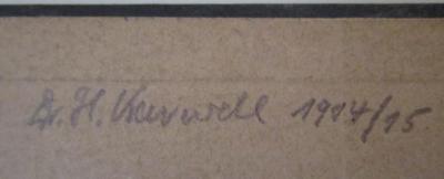 - (Karwehl[?], H.), Von Hand: Autogramm, Name, Datum; 'Dr. H. Karwehl 1914/15'. ; Mund-Harmonika-Album No. 1 (Melodien-Album I.) : Eine Sammlung neuer Tänze, Märsche u. Lieder für das Mund-Harmonika (o.J.)