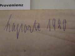 - (Laporte, [?]), Von Hand: Autogramm, Name, Datum; 'Laporte 1920'. 