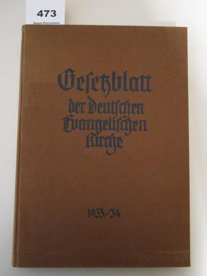  Gesetzblatt der Deutschen Evangelischen Kirche : Jahrgang 1933 (1933)