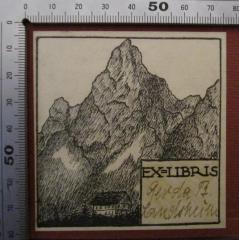 - (Landsheim, Gerda B.), Etikett: Exlibris, Abbildung, Name, Autogramm; 'Ex-Libris 
[Gerda B. Landsheim]'.  (Prototyp)