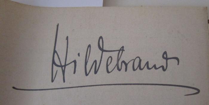 X 4209: Tierwanderungen in der Urwelt (1914);G46 / 2407 (Hildebrandt, Richard), Von Hand: Autogramm, Name; 'Hildebrandt'. 