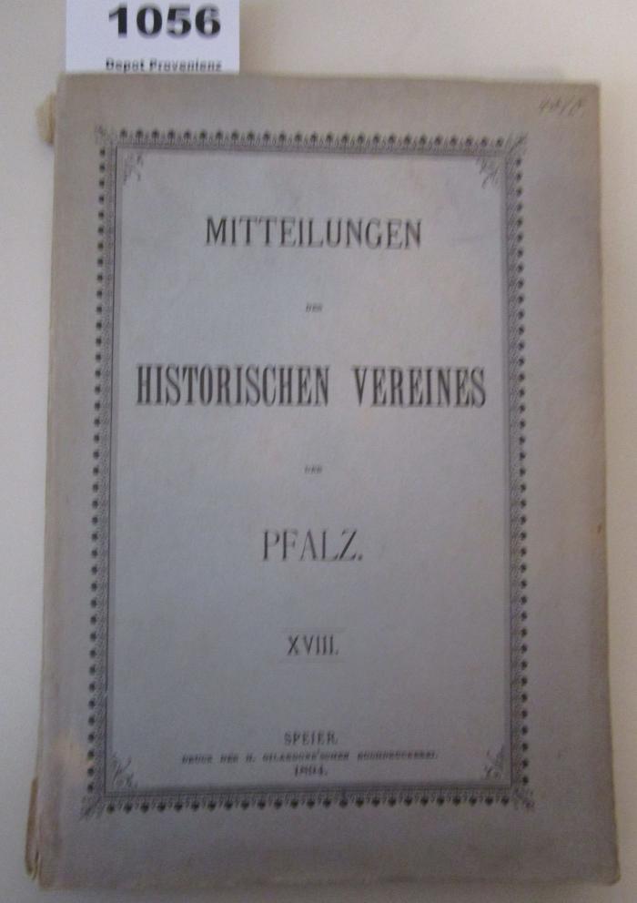  Mitteilungen des Historischen Vereins der Pfalz (1894)