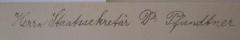- (Pfundtner, Hans), Von Hand: Berufsangabe/Titel/Branche, Name, Widmung; 'Herrn Staatssekretär Dr. Pfundtner'. 