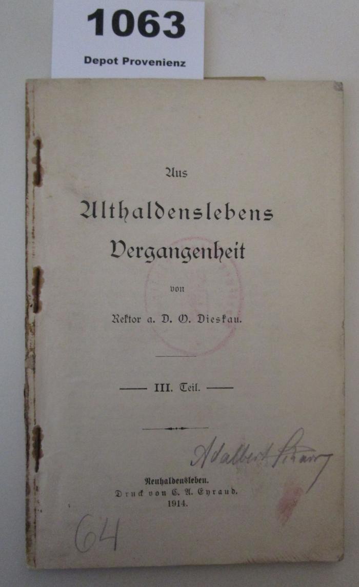  Aus Althaldenslebens Vergangenheit (1914)
