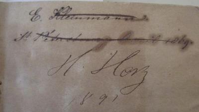  Histoire de France de 1353 à 1815 (1856);- (Kleinmann, E.), Von Hand: Autogramm, Name, Ortsangabe, Datum; 'E. Kleinmann
St. Pétersbourg Avril 1869.'. ;- (Herz, H.), Von Hand: Autogramm, Name, Datum; 'H. Herz 1891'. 