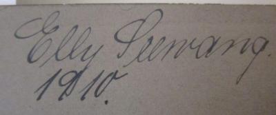  Tannhäuser : Ein Minnesang (1905);- (Seewang, Elly), Von Hand: Autogramm, Name, Datum; 'Elly Seenwang. 1910.'. 
