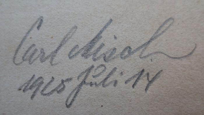  Friedrich Perthes Leben nach dessen schriftlichen und mündlichen Mittheilungen (1861);- (Misch, Carl), Von Hand: Autogramm, Datum, Name; 'Carl Misch 
1925 Juli 14'. 