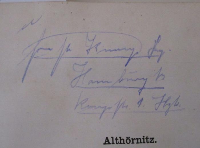  Amtshauptmannschaft Zittau (Land) (1906);- (unbekannt), Von Hand: Ortsangabe; '[...] K[...]g [...] Hamburg [..] K[...]str. 1 Hz[..].'. 