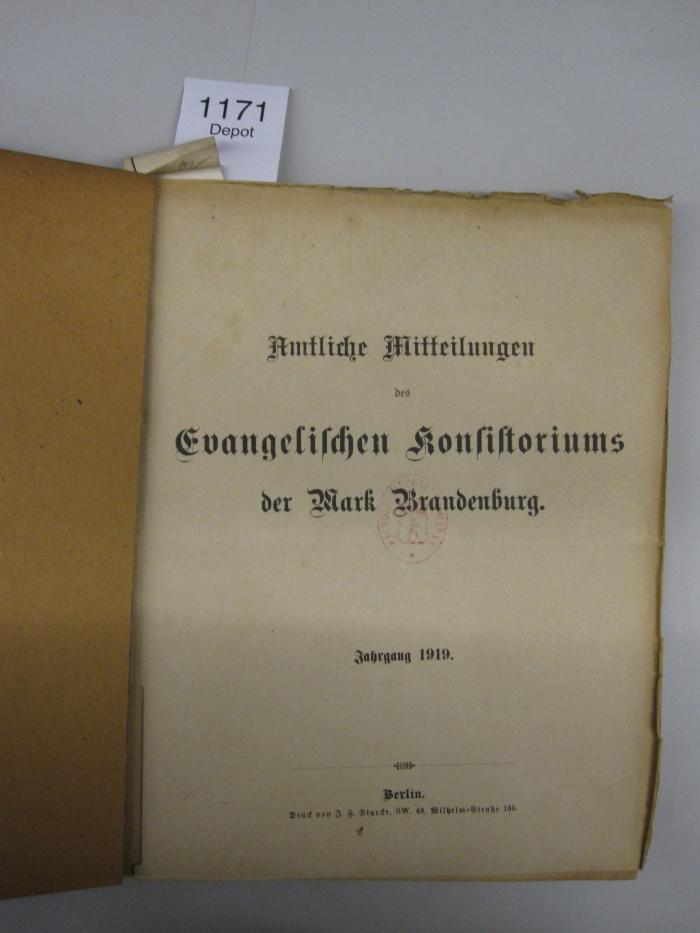  Amtliche Mitteilungen des Evangelischen Konsistoriums der Mark Brandenburg (1919)