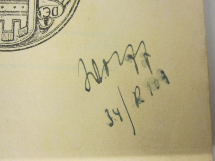  Führer durch Tübingen und Umgebung (o.J.);- (Wolff, R.[?]), Von Hand: Autogramm, Name, Nummer; 'Wolff
34/R 109'. 