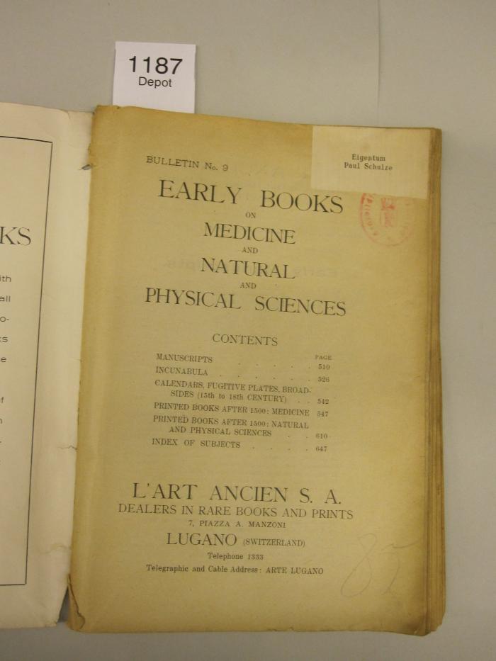  Early Books on Medicine and Natural and Physical Siences