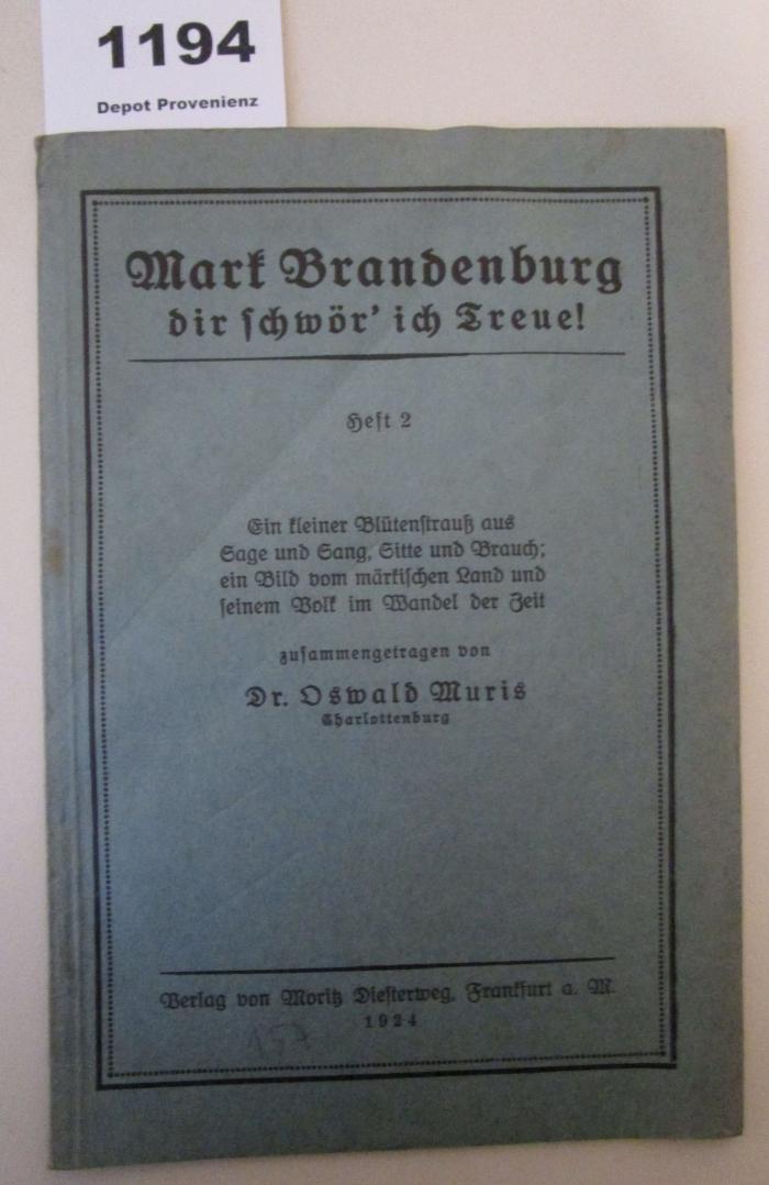  Mark Brandenburg dir schwör' ich Treue! Heft 2 (1924)