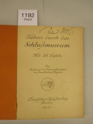  Führer durch das Schloßmuseum. (1921)