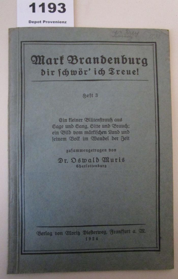  Mark Brandenburg dir schwör' ich Treue! Heft 3 (1924)