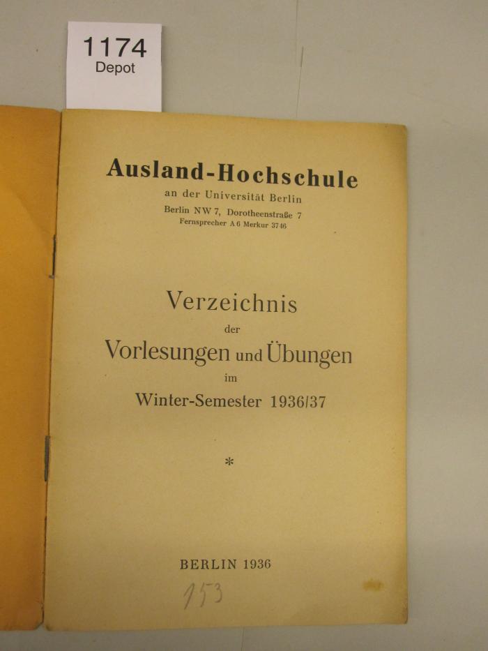  Verzeichnis der Vorlesungen und Übungen im Winter-Semester 1936/37 (1936)