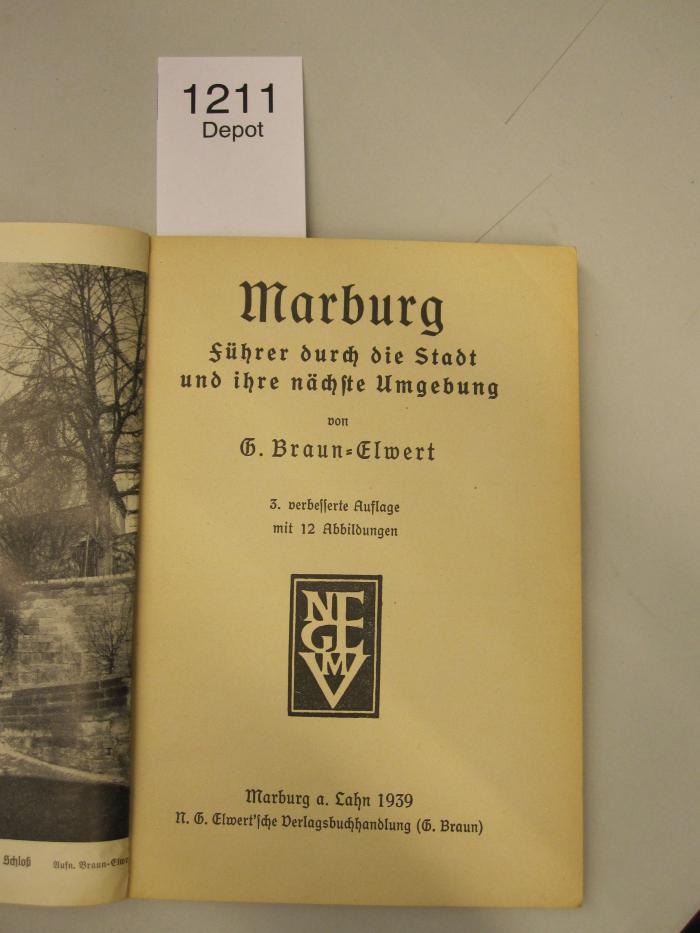 Marburg. Führer durch die Stadt und ihre nächste Umgebung (1939)
