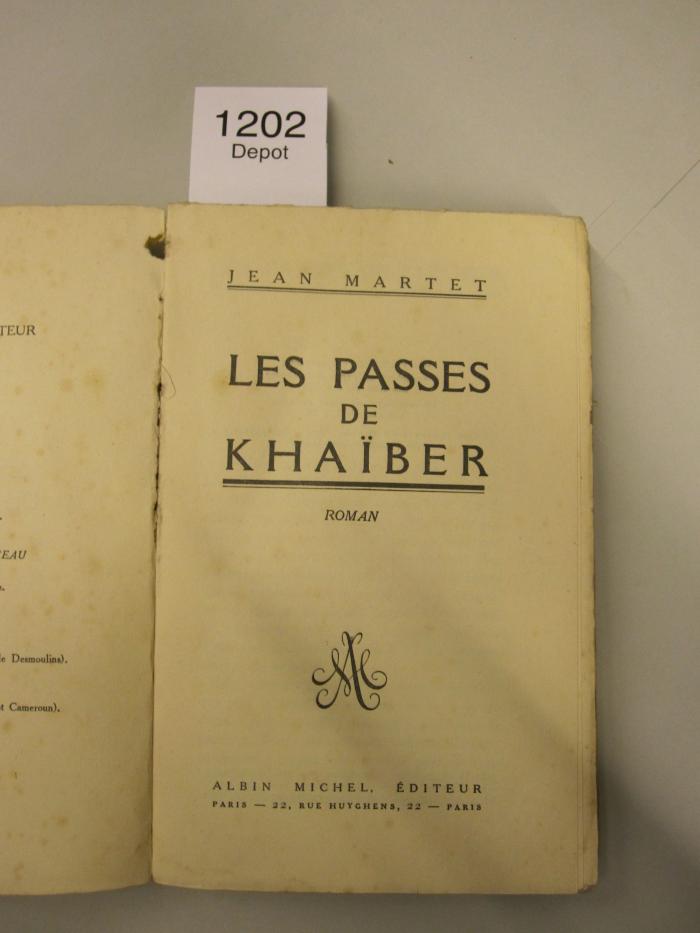  Les passes de Khaïber : Roman (o.J.)