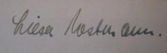- (Westmann[?], Liesa[?]), Von Hand: Autogramm, Name; 'Liesa Westmann'. 
