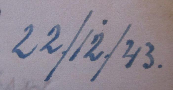  Французско-русский словарь (1936);- ([..]hardt, Heinz), Von Hand: Datum; '22./12./43.'. 