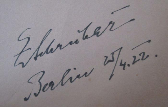  Lehrbuch der Optik (o.J.);- (Schrubar[?], F.[?]), Von Hand: Autogramm, Datum, Name, Ortsangabe; 'F. Schrubar
Berlin 25/4.22.'. 