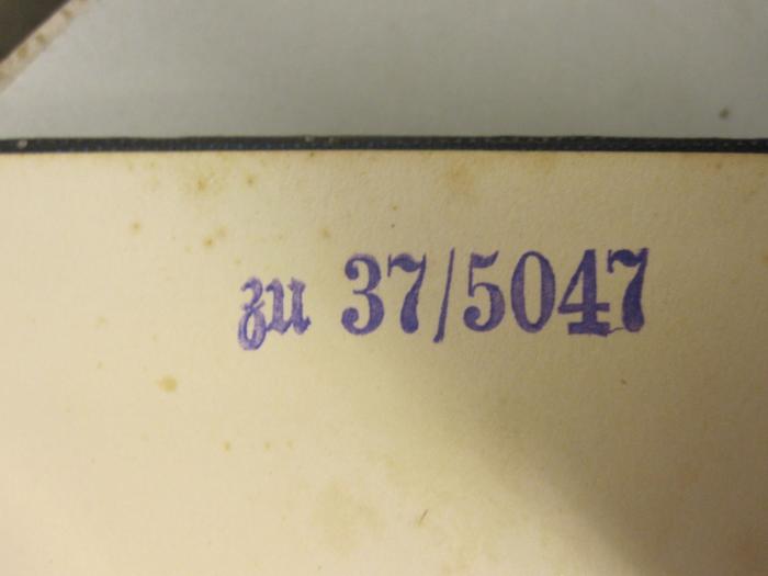  Venizelos (1920);- (Berliner Stadtbibliothek), Stempel: Inventar-/ Zugangsnummer; 'zu 37/5047'.  (Prototyp)