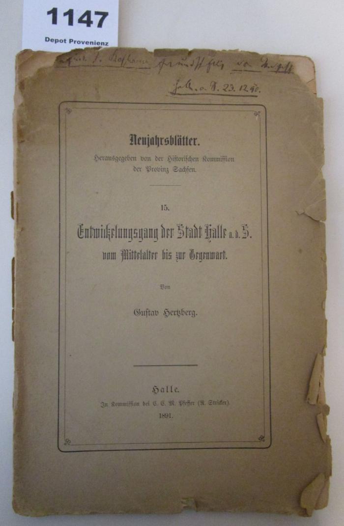  Entwickelungsgang der Stadt Halle a. d. S. vom Mittelalter bis zur Gegenwart (1891)