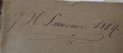 - (Sauveur, Jean Henri), Von Hand: Autogramm, Name, Datum; 'J. H. Sauveur. 1884.'. 