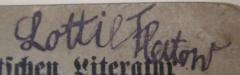- (Flatow, Lottie), Von Hand: Autogramm, Name; 'Lottie Flatow'. 
