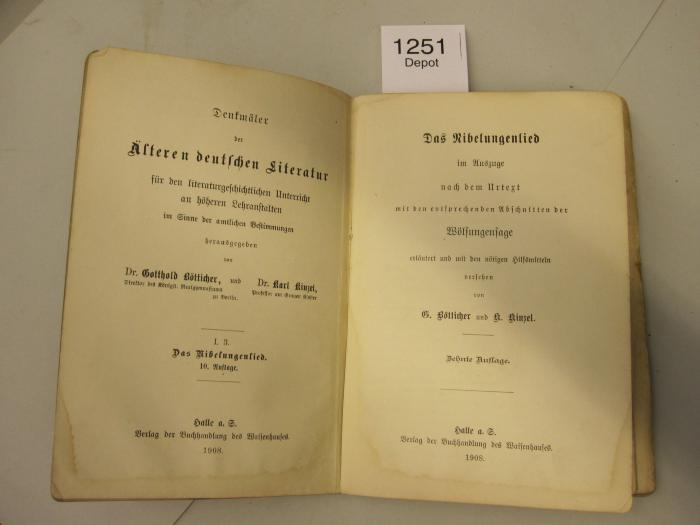  Das Nibelungenlied im Auszuge nach dem Urtext mit den entsprechenden Abschnitten der Wölsungensage (1908)