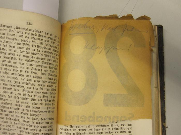  Demokritos oder hinterlassene Papiere eines lachenden Philosophen (1854);- (Kronthal, Arthur), Von Hand: Name, Autor, Notiz; 'Weber, Karl Julius Wappen!'. 