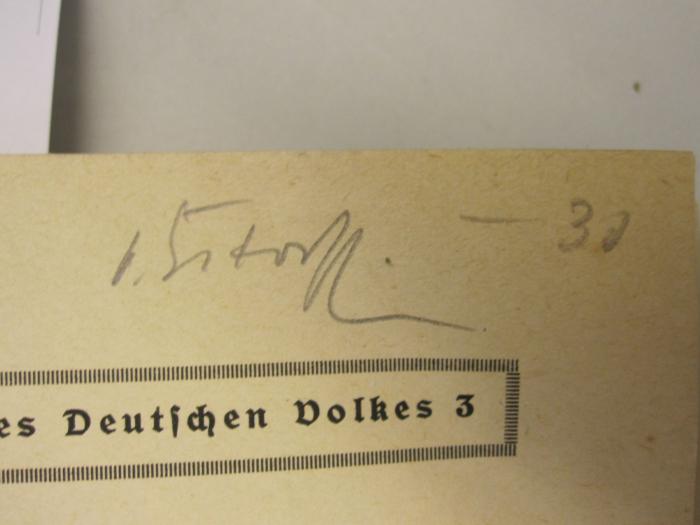  Von der Steinzeit bis zur Hermannsschlacht (o.J.);- (Estorff, [?] von), Von Hand: Autogramm, Name; 'v. Estorff'. 