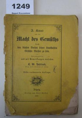  Von der Macht des Gemüths durch den bloßen Vorsatz seiner krankhaften Gefühle Meister zu sein (1859)