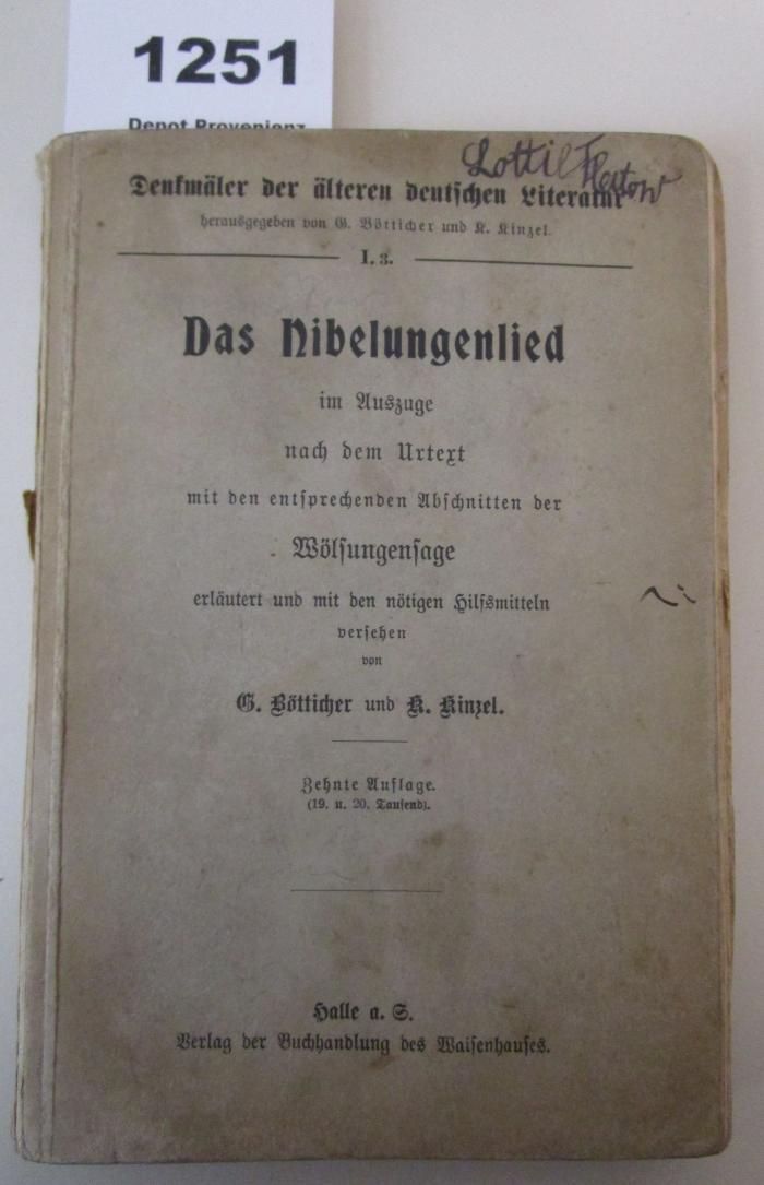  Das Nibelungenlied im Auszuge nach dem Urtext mit den entsprechenden Abschnitten der Wölsungensage (1908)