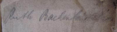 - (Bachenheimer, Ruth), Von Hand: Autogramm, Name; 'Ruth Bachenheimer'. ; Shakespeare's dramatische Werke. Erster Band. König Johann, König Richard der Zweite, König Heinrich der Vierte Erster Theil. (1851)