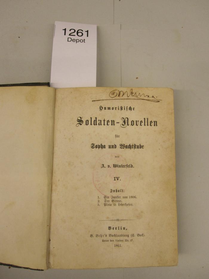  Ein Junker von 1806 : Der Bittere : Plato in Lederhosen (1861)