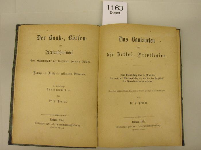  Das Bankwesen und Bettel-Privilegien (1874)
