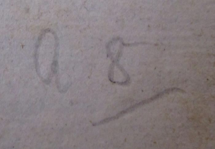  Thesauri Latino-Germanici Scholastico-Literarii Locupletissimi, Methodo Consueta Collecti Atque Digesti, Variisque Novis Commodis Aucti Et Adornati, Pars II ([1777]);- (unbekannt), Von Hand: Signatur; 'A 8'. 