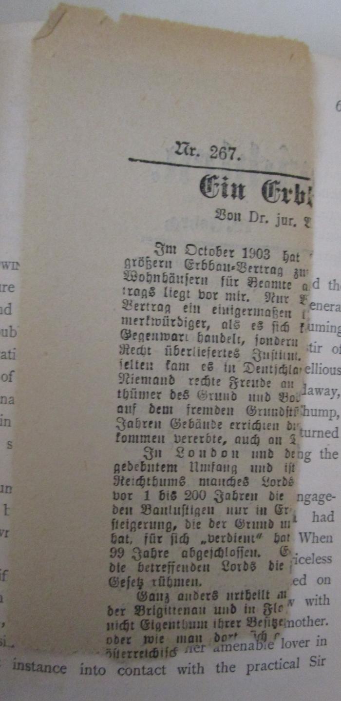  The West End : A Novel In Two Volumes. Vol. II. (1902);- (unbekannt), Papier: Lesezeichen; '[Nach]richten
19: Jahrg.
Nr. 267.'. 