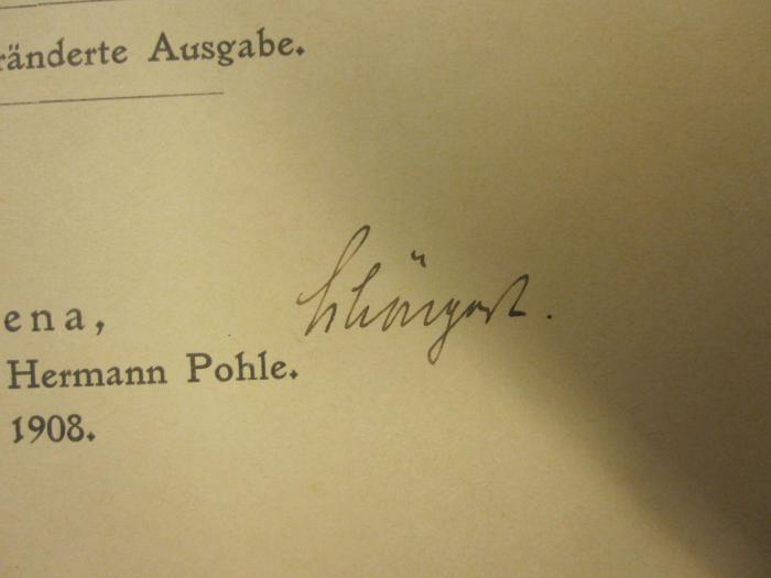  Das Säbelfechten "rechts gegen rechts" und "links gegen rechts" (1908);- (Schöngart, Erwin), Von Hand: Autogramm, Name; 'Schöngart.'. 