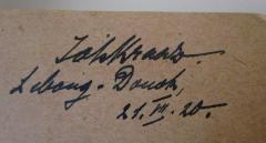 - (Kraaz[?], Joh[?]), Von Hand: Autogramm, Ortsangabe, Name, Datum; 'JohKraaz.
Lebong-Donok
21.VII.20'. 