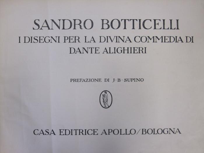Db 904 y: Sandro Botticelli : i disegni per la divina commedia di Dante Alighieri (1921)