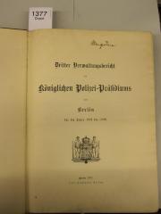  Dritter Verwaltungsbericht des Königlichen Polizei-Präsidiums von Berlin für die Jahre 1891-1900 (1902)